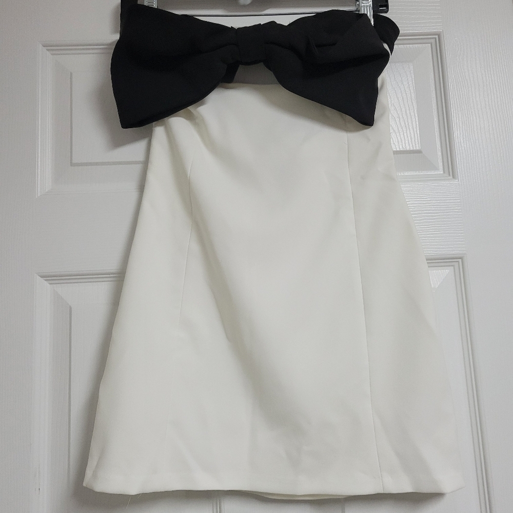 Zara NWT Bloggers Fave Strapless Bow Mini Dress Size Medium. - Picture 3 of 10
